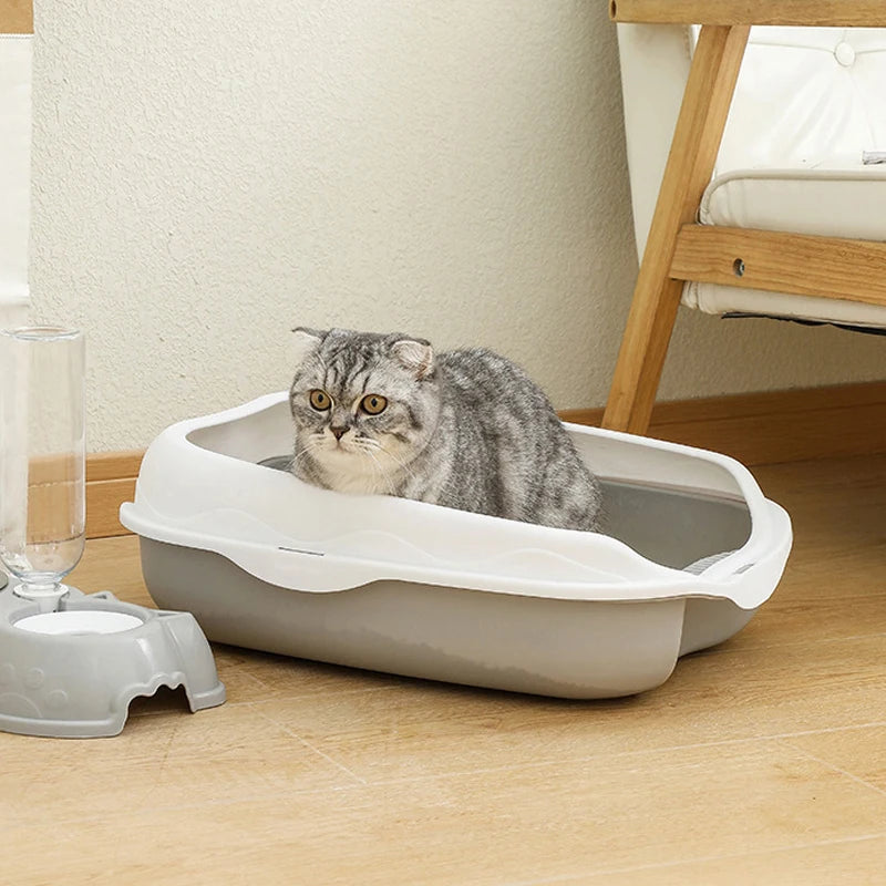 Semi-Enclosed Cat Litter Box – Spatter-Proof Large Toilet for Kittens and Cats, Easy Cleaning Pet Supply
