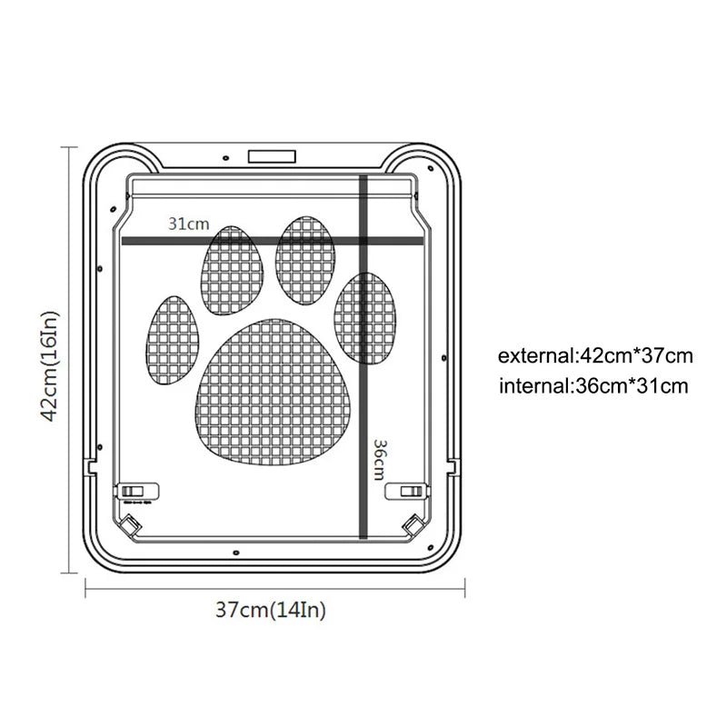 4-Way Lockable Pet Door – Plastic Safety Flap Gate for Large Dogs and Cats, Screen Window Tunnel Access for Home
