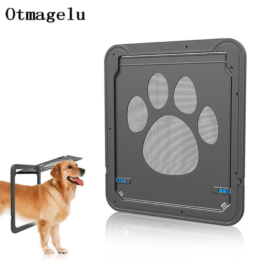 4-Way Lockable Pet Door – Plastic Safety Flap Gate for Large Dogs and Cats, Screen Window Tunnel Access for Home