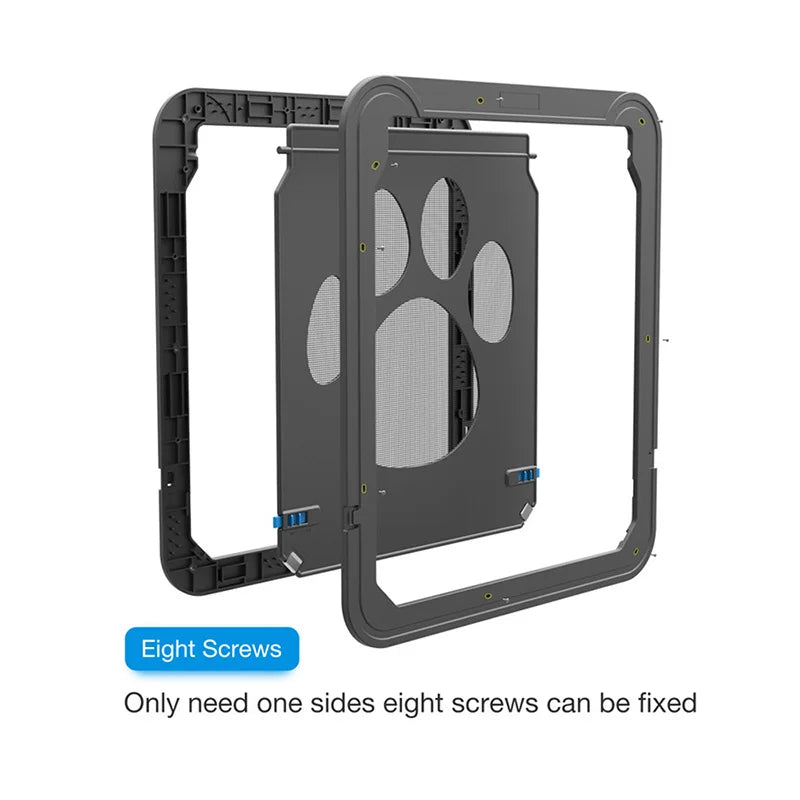 4-Way Lockable Pet Door – Plastic Safety Flap Gate for Large Dogs and Cats, Screen Window Tunnel Access for Home