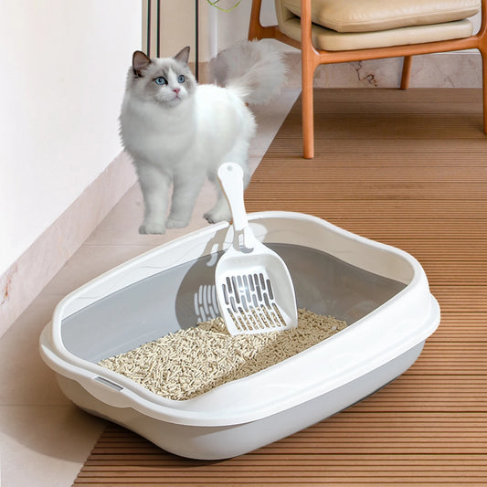 Semi-Enclosed Cat Litter Box – Spatter-Proof Large Toilet for Kittens and Cats, Easy Cleaning Pet Supply