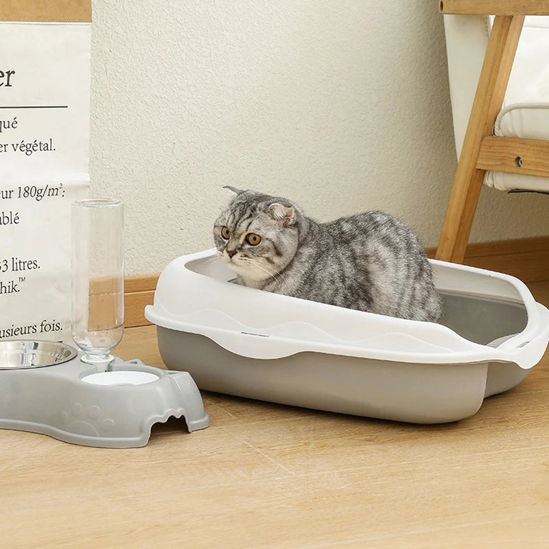 Semi-Enclosed Cat Litter Box – Spatter-Proof Large Toilet for Kittens and Cats, Easy Cleaning Pet Supply